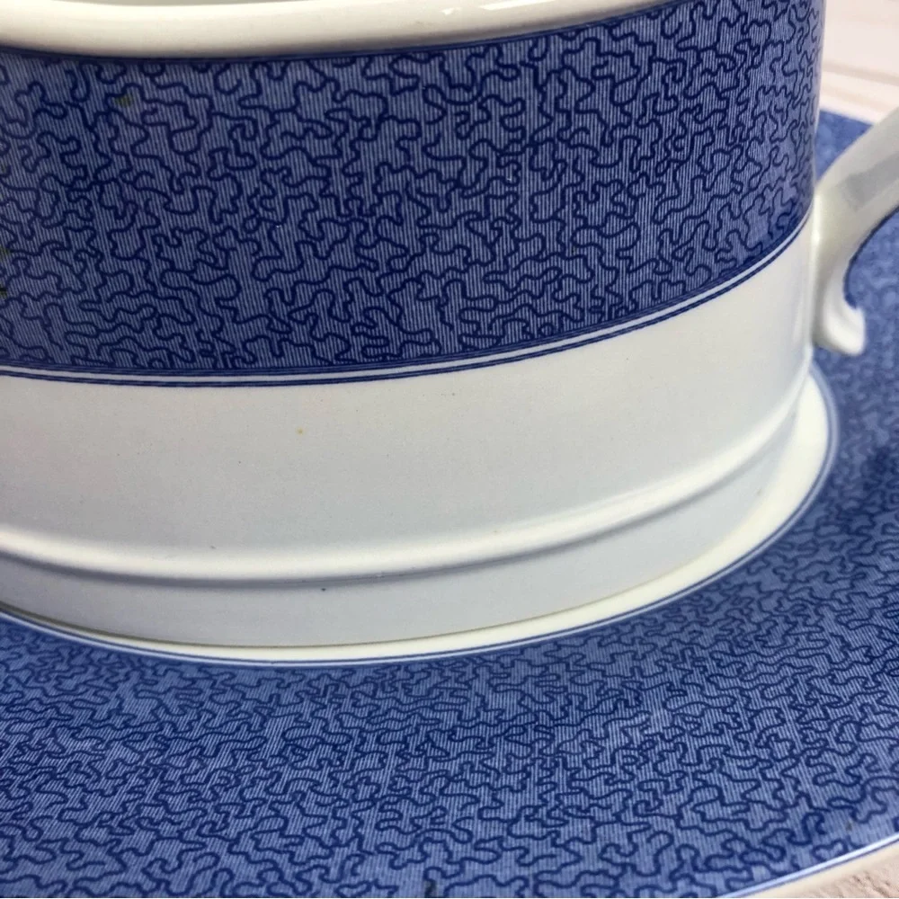 Spode Vermicelli Blue gravy boat and under plate